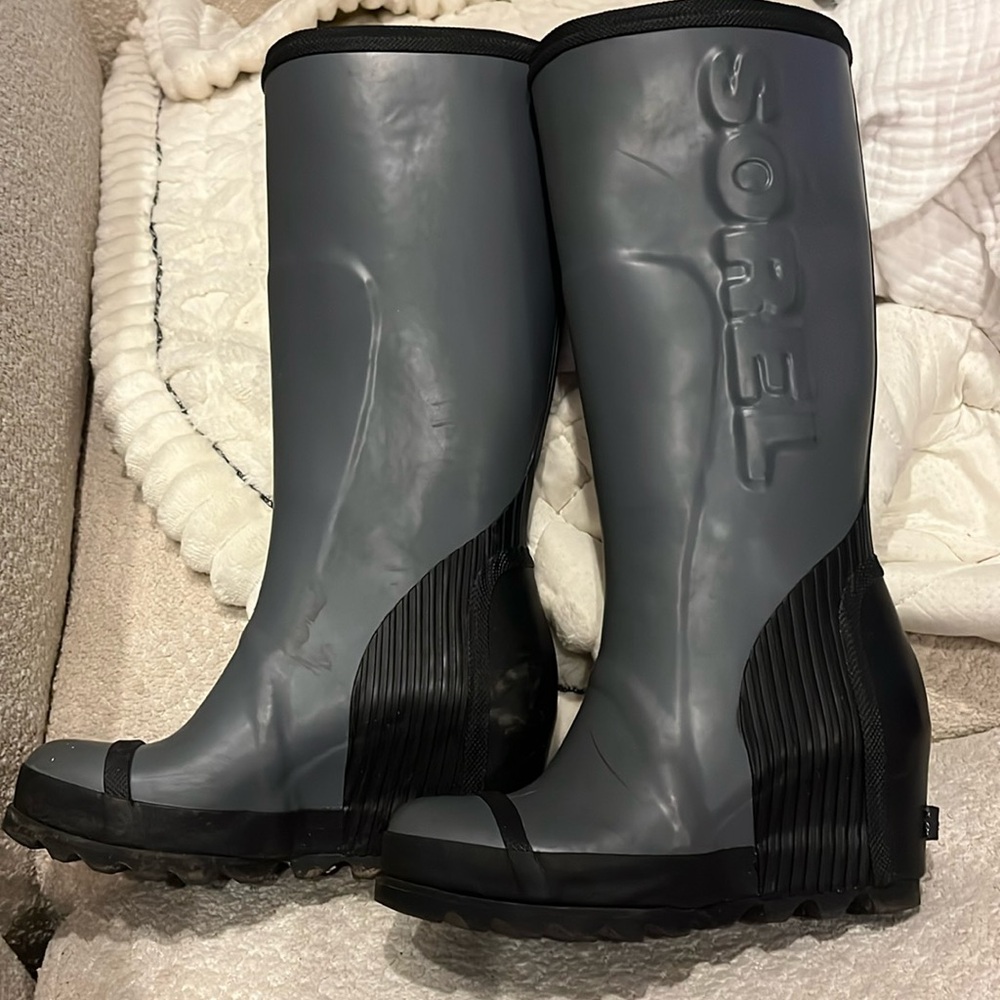 Sorel Rain Boots, wedge heel